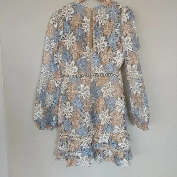 Just Me Miriam Full-Sleeve 3D Lace Floral Dress  Size Small - Picture 7 of 13